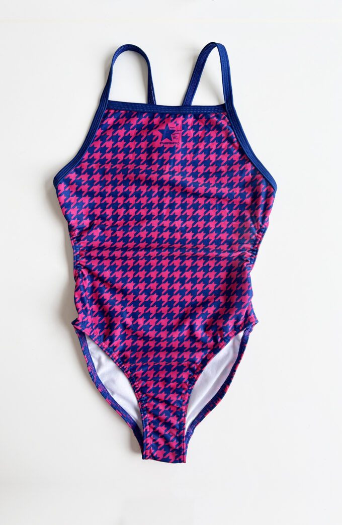 HOUNDSTOOTH Pink 100%PL Pro-cut Swimsuit